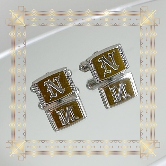 💕Beautiful Vintage 2 Tone Monogram N Hickok Cufflinks💕 - Picture 4 of 6